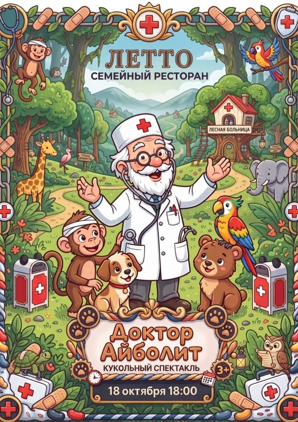 18 октября (вс) в 18:00 в ресторане LETTO: Кукольный спектакль "Айболит"!